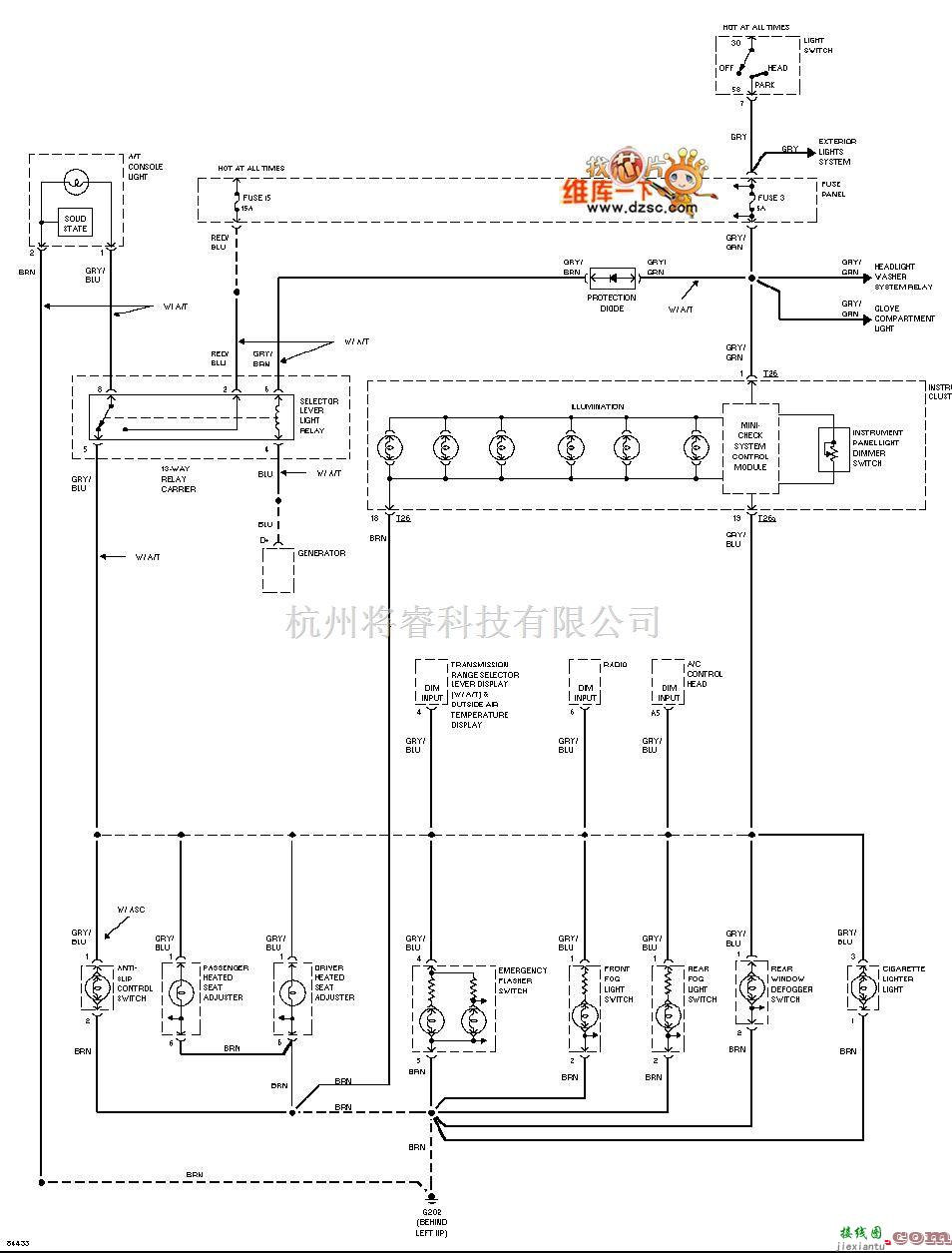 奥迪中的奥迪A4-96仪表照明电路图  第1张