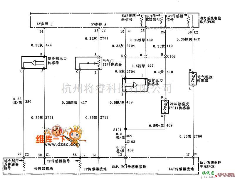 别克中的君威TP和MAP控制电路图  第1张