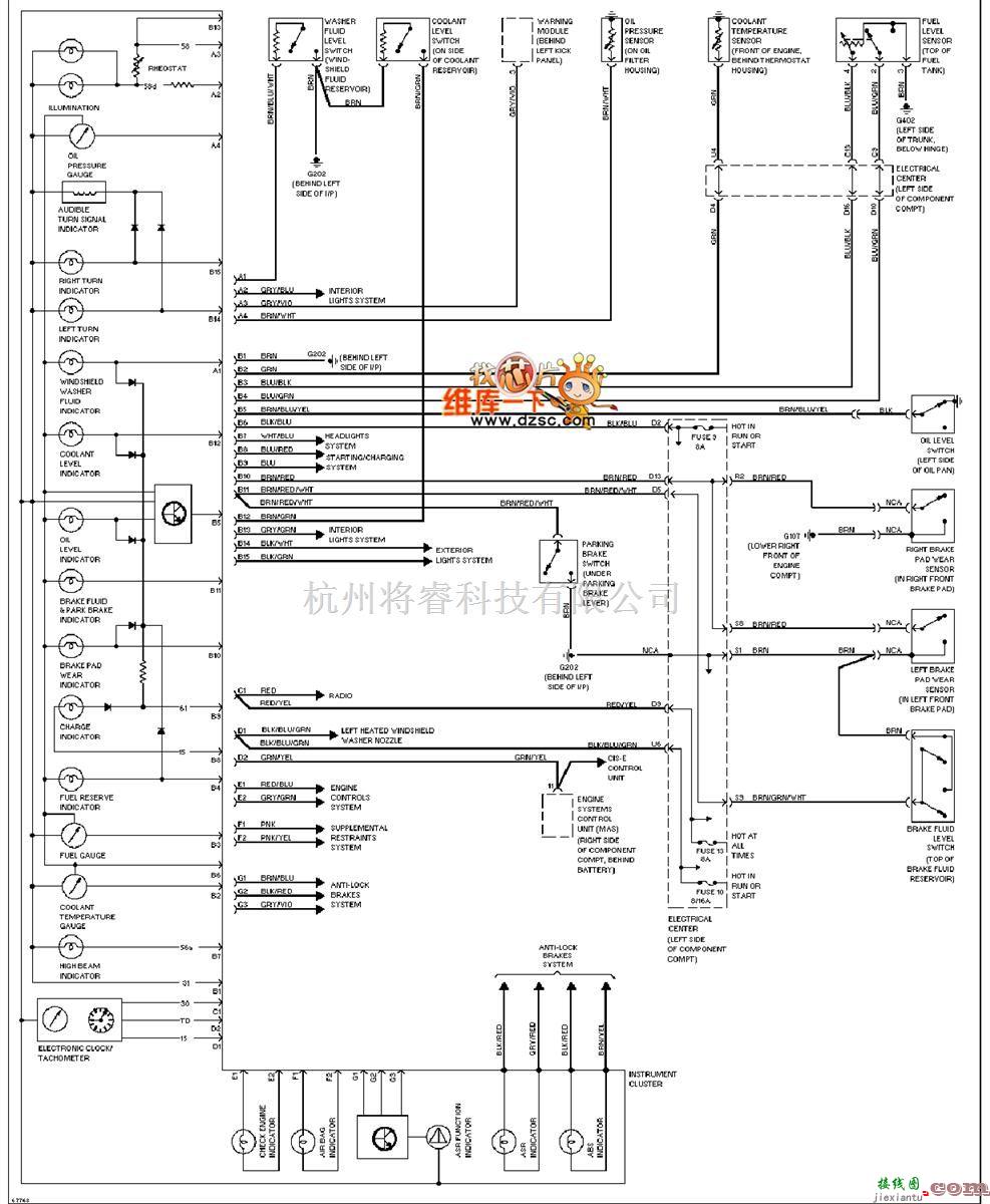 奔驰中的奔驰190E 仪表板电路图  第1张