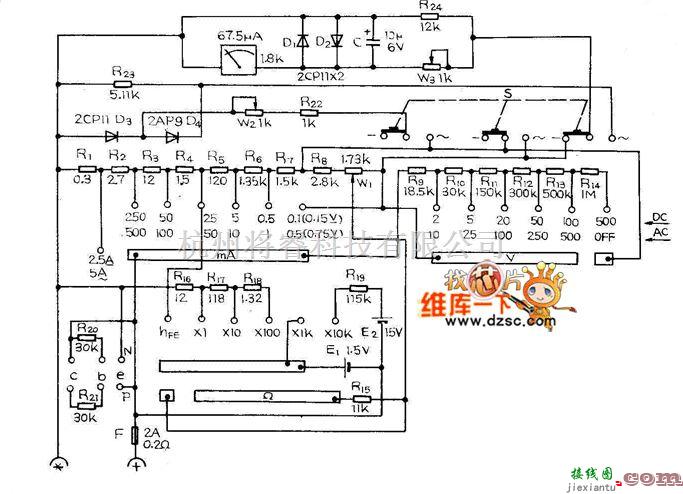 仪器仪表中的MF82万用表电路图  第1张