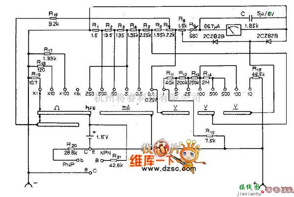 仪器仪表中的MF88万用表电路图  第1张