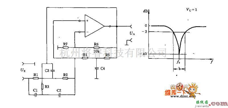 滤波器中的低功耗的带阻滤波器电路图  第1张