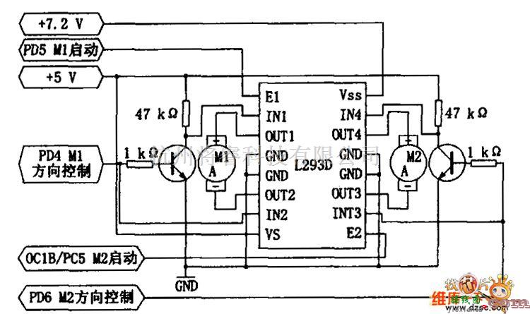 综合电路中的L293D驱动电路图  第1张