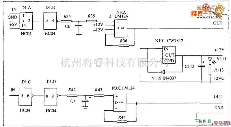 综合电路中的监控装置左右喷脂驱动电路图  第1张