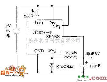 电源电路中的采用LT1073构成的降压电路图  第1张