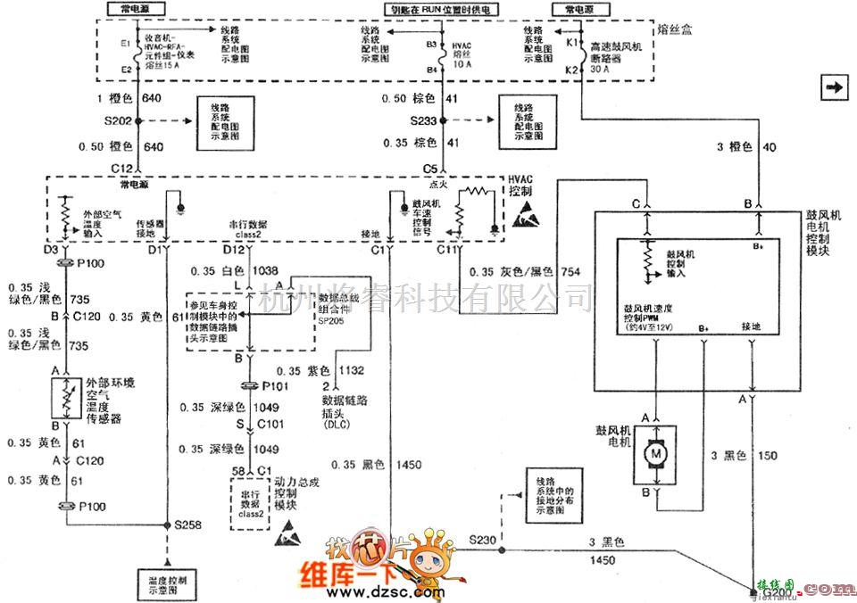 别克中的别克君威（Regal）轿车的空调系统GS3.0,GS+电路图(一)  第1张