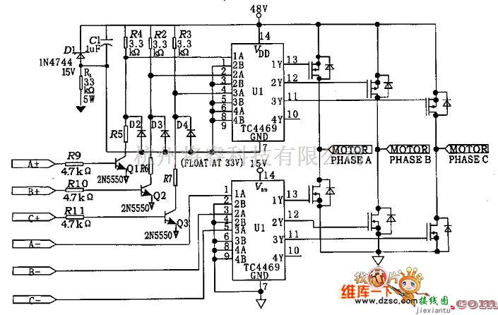 电机控制专区中的三相无刷电机的驱动电路图  第1张