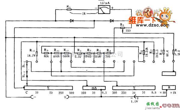 仪器仪表中的MF16万用表电路图  第1张