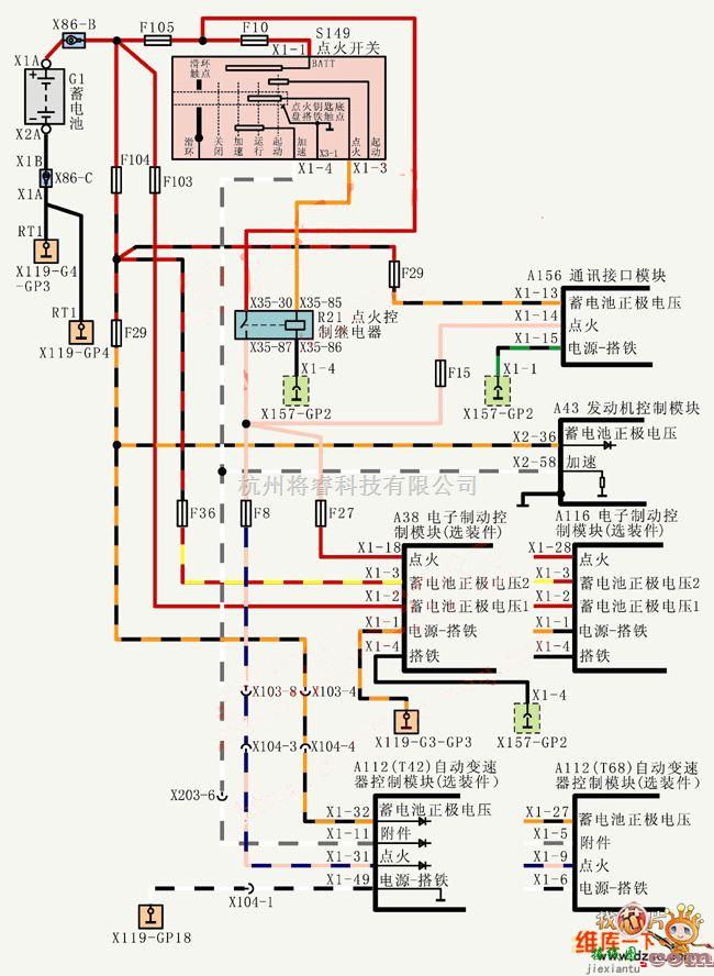 别克中的上海别克荣御V6 3.6L轿车电源接地分配电路图  第1张