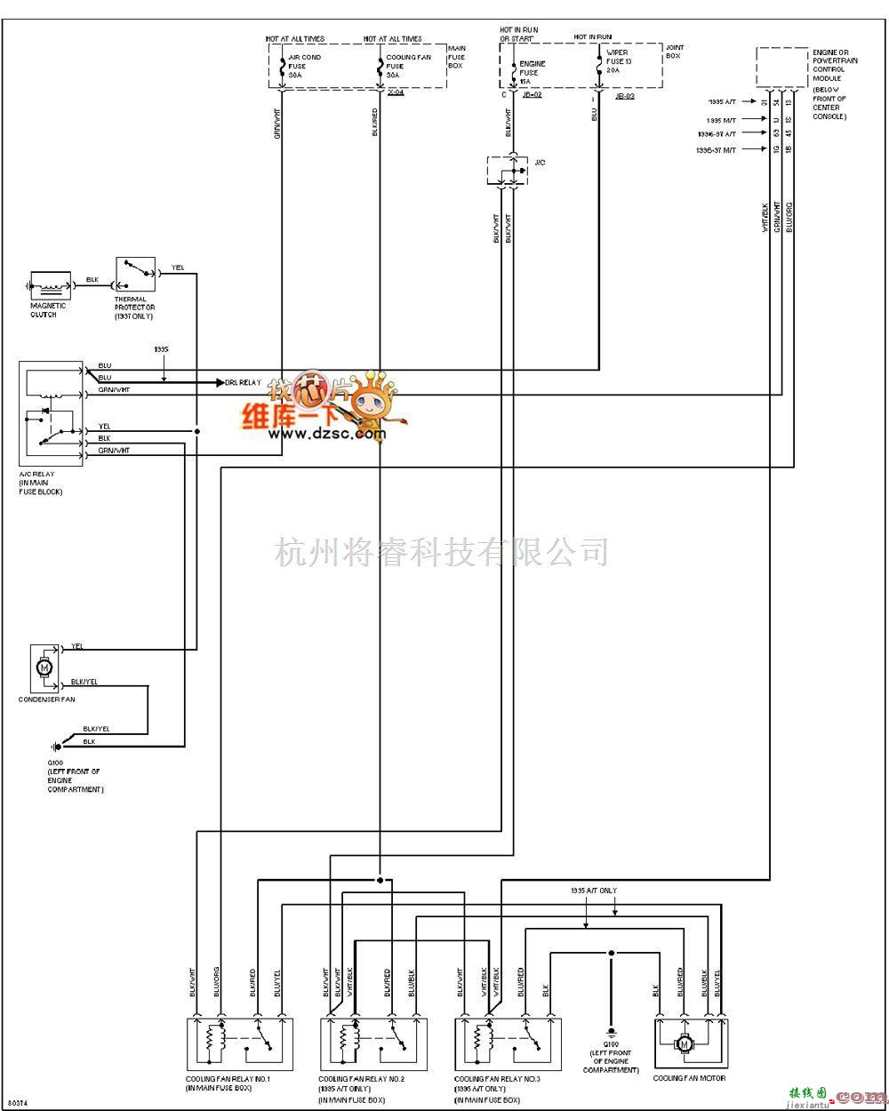 马自达中的马自达 626 2.0L冷却风扇电路图  第1张