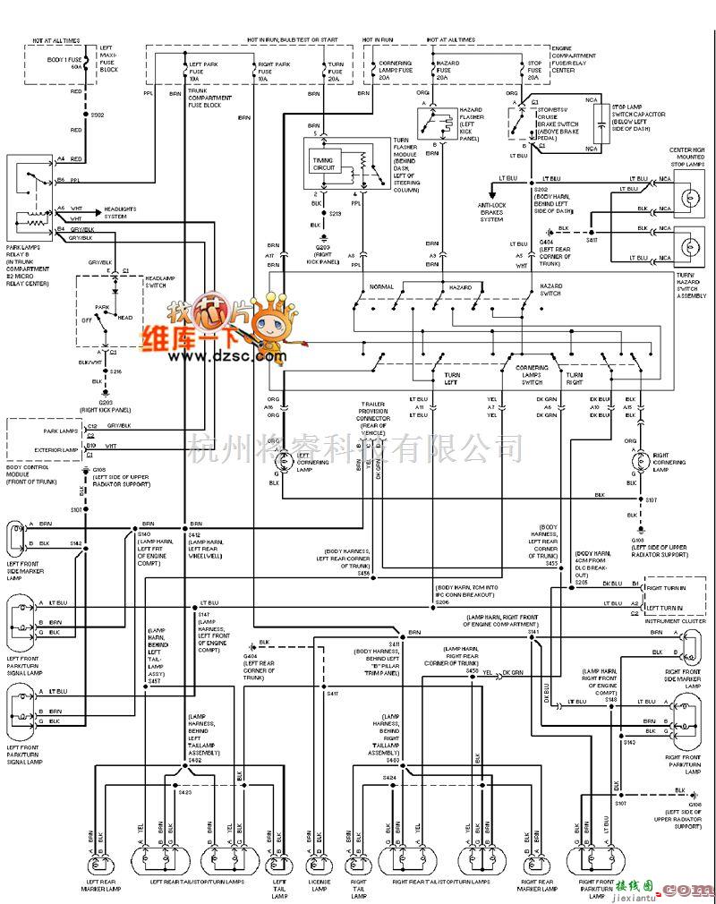 凯迪拉克中的凯迪拉克 deville 车外灯电路图  第1张