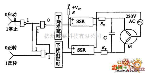 接口电路中的计算机控制单相交流电机正反转的接口及驱动电路图  第1张