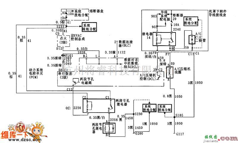 别克中的空调前后控制总成和环境温度控制电路图  第1张