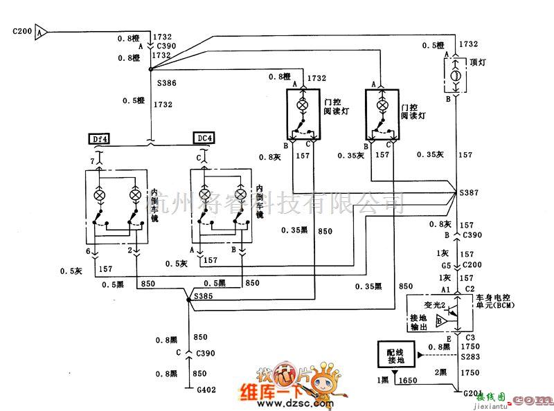 别克中的别克内部灯输出电路图  第1张