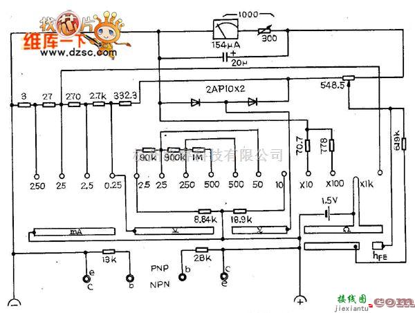 仪器仪表中的MF52万用表电路图  第1张