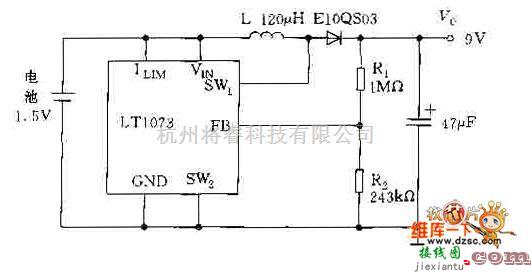 电源电路中的采用LT1073构成的升压电路图  第1张