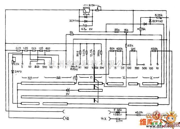 仪器仪表中的MF77万用表电路图  第1张