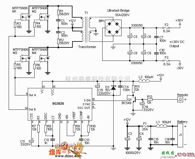 音频处理中的12V低音炮30W---50W的电路图  第1张