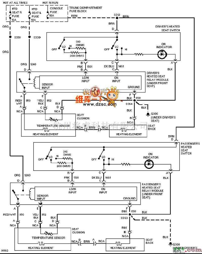 凯迪拉克中的凯迪拉克 deville  加热座椅电路图 第1张