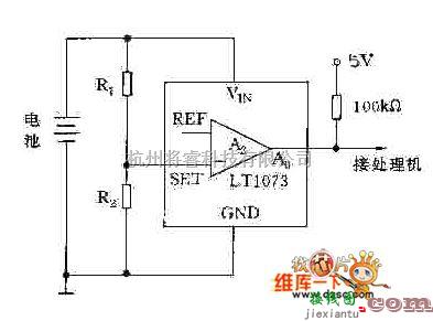 报警控制中的采用LT1073构成的欠压告警电路图  第1张