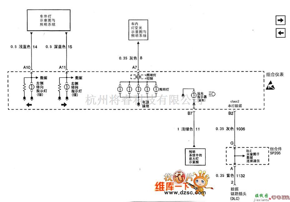 别克中的别克君威（Regal）轿车的仪表板电路图（二）  第1张