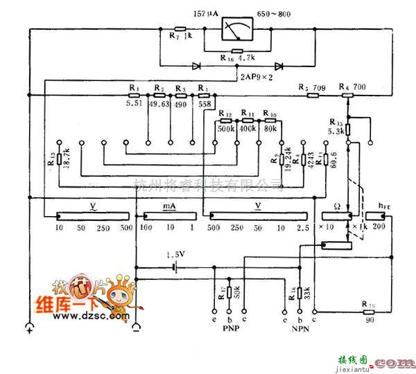 仪器仪表中的MF28万用表电路图  第1张