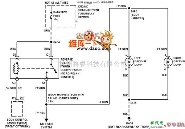 凯迪拉克中的凯迪拉克 deville 倒车类电路图  第1张