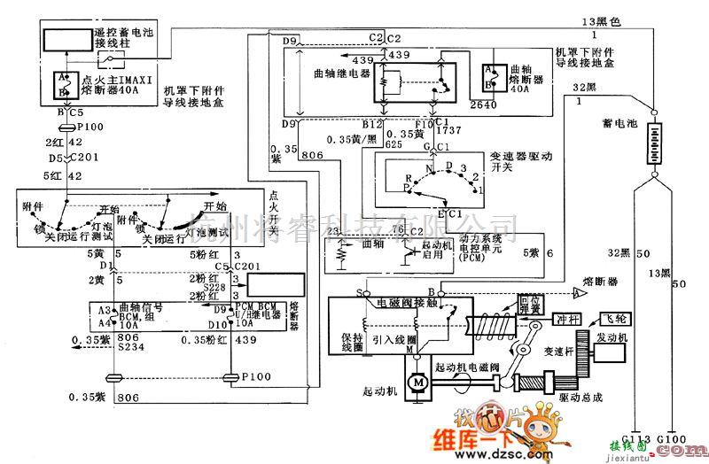 别克中的别克启动系统电路图  第1张