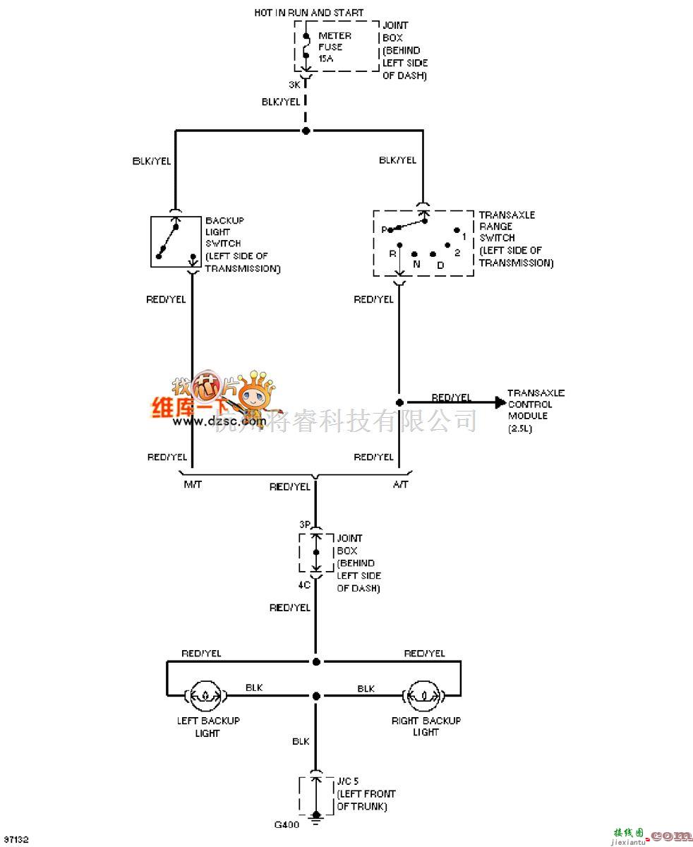 马自达中的马自达 626 倒车灯电路图  第1张