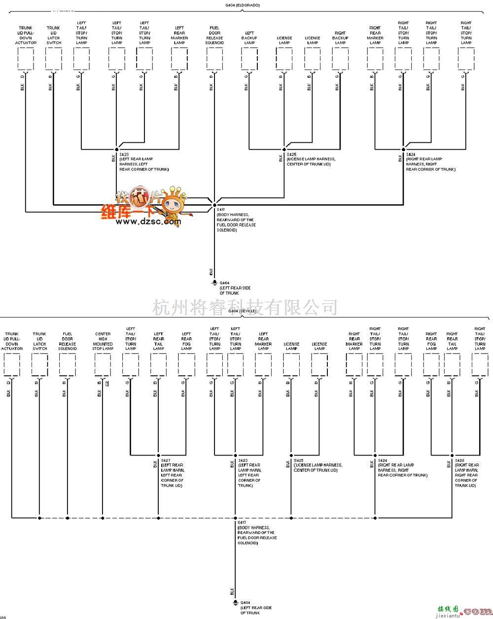 凯迪拉克中的凯迪拉克 deville 搭铁分配电路图6  第1张