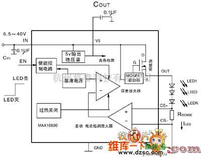 LED电路中的MAX16800的结构框图电路图  第1张