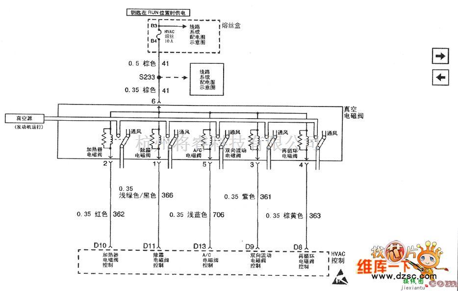 别克中的别克君威（Regal）轿车的空调系统气流系统电路图  第1张