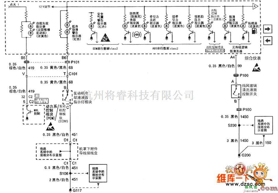 别克中的别克君威（Regal）轿车的仪表板电路图（三）  第1张