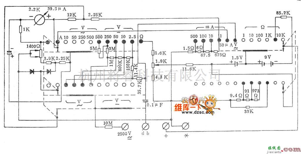 仪器仪表中的500型万用表电路原理图仪器仪表电路图  第1张