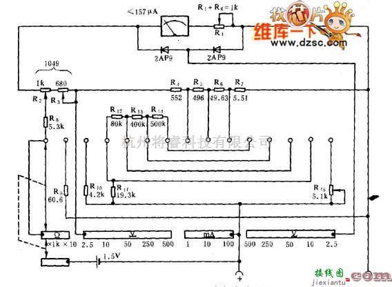 仪器仪表中的MF27万用表电路图  第1张