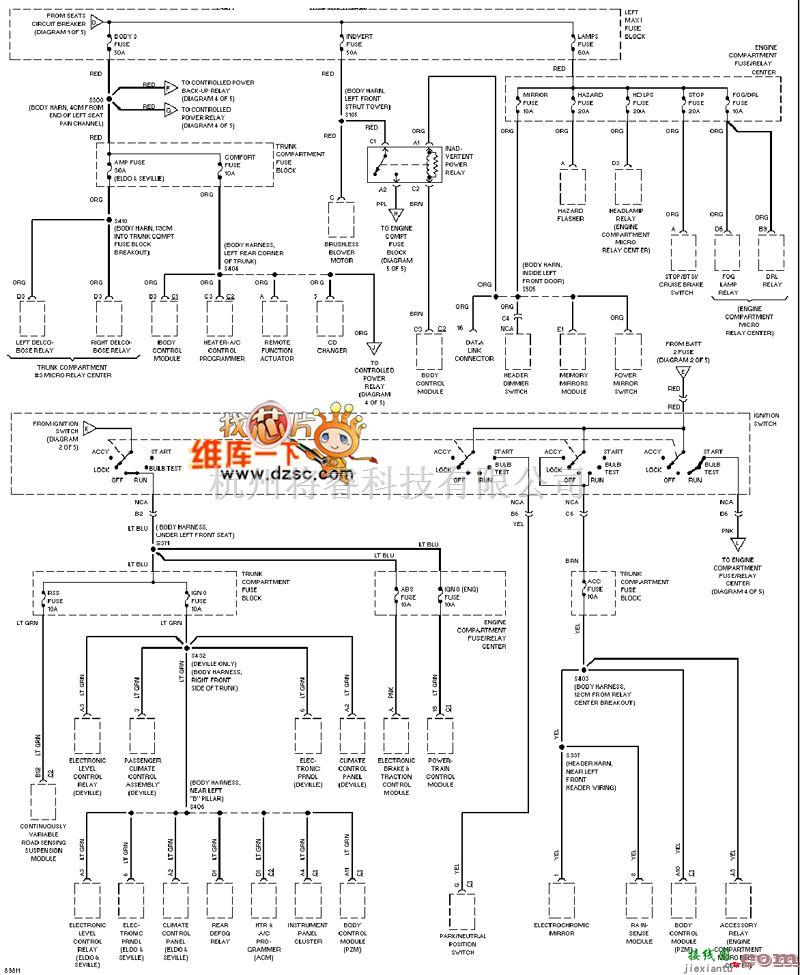 凯迪拉克中的凯迪拉克 deville 电源分配电路图3  第1张