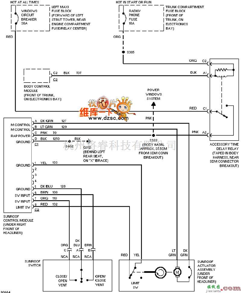 凯迪拉克中的凯迪拉克 deville 遮阳板电路图  第1张