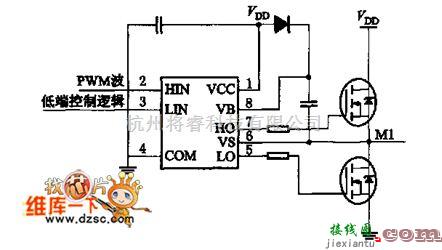 综合电路中的采用IR2103的驱动电路图  第1张