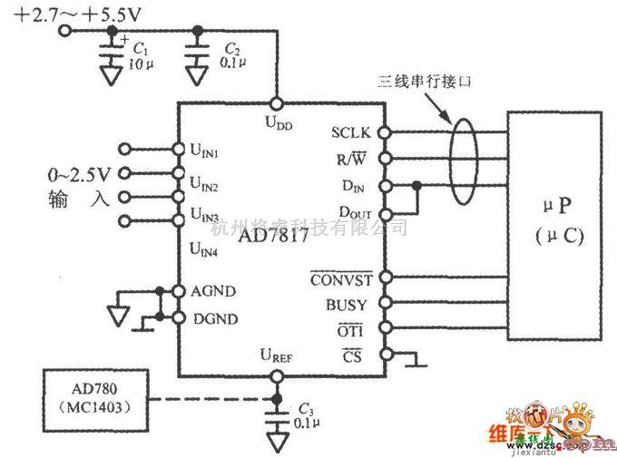 温控电路中的5通道温度测控系统电路图  第1张