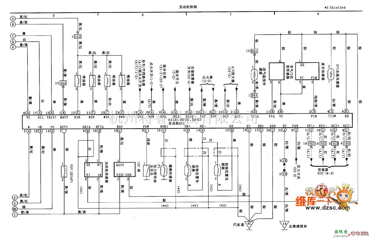 丰田中的天津威驰发动机控制电路图（一）  第1张