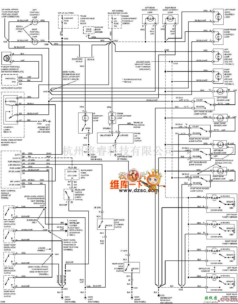 凯迪拉克中的凯迪拉克 deville 门控灯电路图  第1张