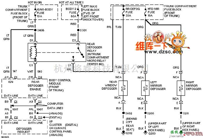 凯迪拉克中的凯迪拉克 deville 除雾器电路图  第1张