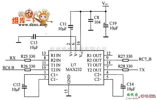 接口电路中的MAX232的接口原理电路图  第1张