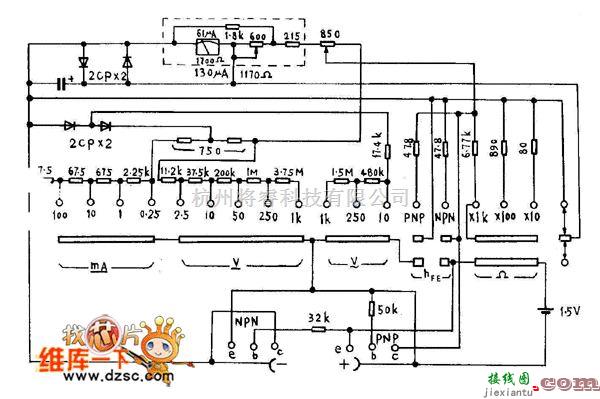 仪器仪表中的MF40万用表电路图  第1张