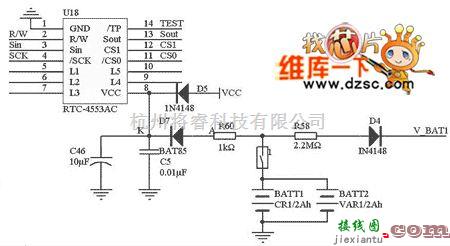 仪器仪表中的RTC-4553引脚及其外围电路图  第1张