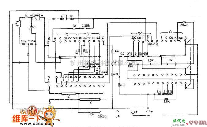 仪器仪表中的MF62万用表电路图  第1张