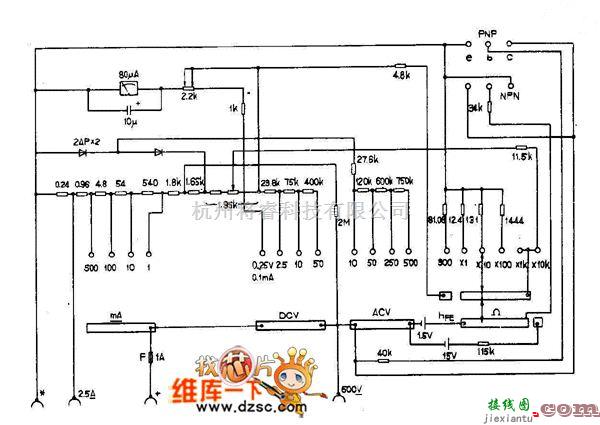 仪器仪表中的MF125万用表电路图  第1张