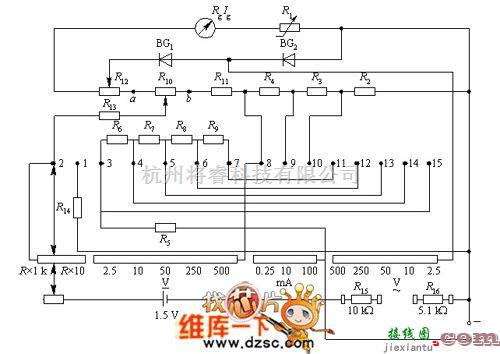 仪器仪表中的MF27-2万用表电路图  第1张