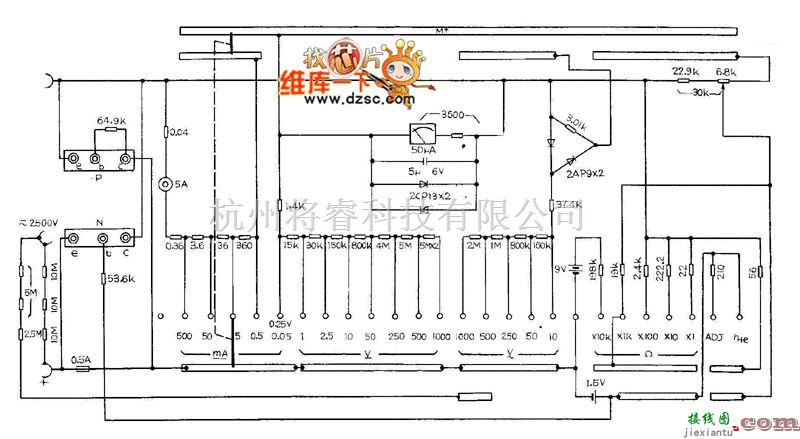 仪器仪表中的MF47万用表电路图  第1张