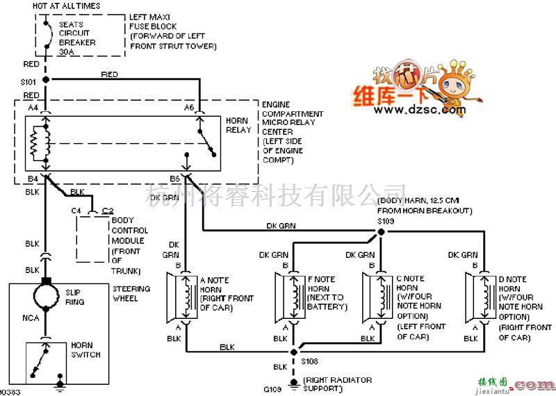 凯迪拉克中的凯迪拉克 deville 喇叭电路图  第1张